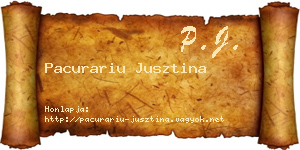 Pacurariu Jusztina névjegykártya
